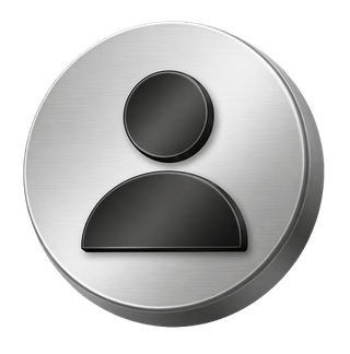 Decorative element showing a 3D silver user avatar icon on FAQ page
