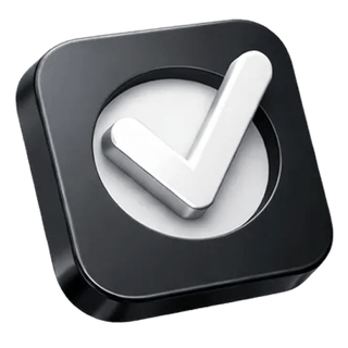 3D approval icon with a checkmark on Royal Vermode about page