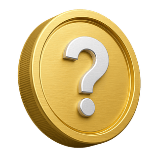 Decorative 3D gold coin featuring a question mark on an FAQ page